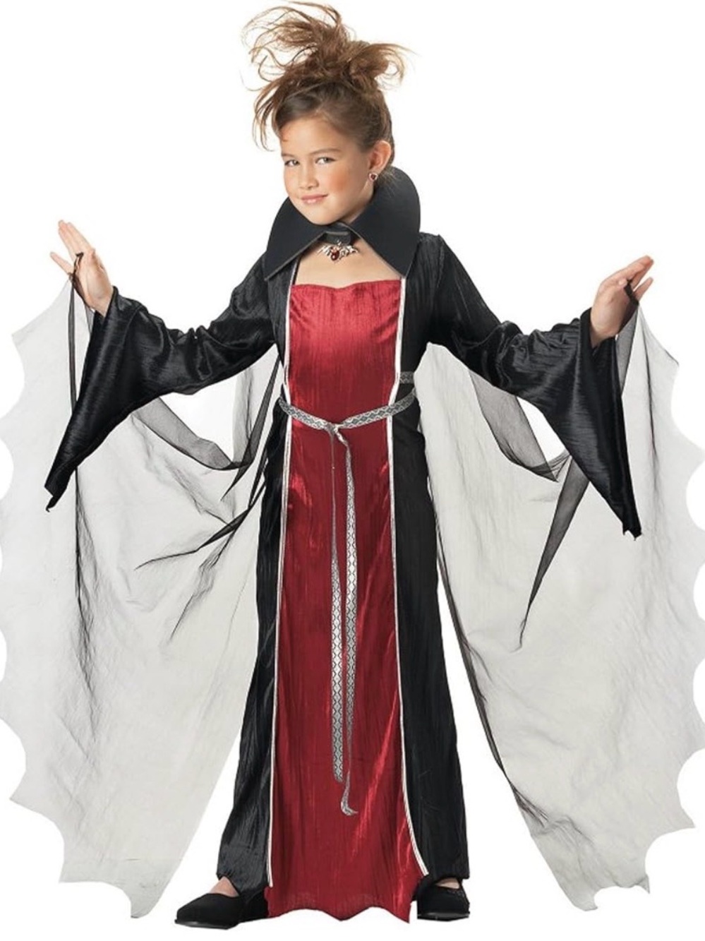 California Costumes Girls Black and Red Vampire Gown